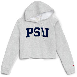 women's Oxford cropped hooded sweatshirt with PSU on front